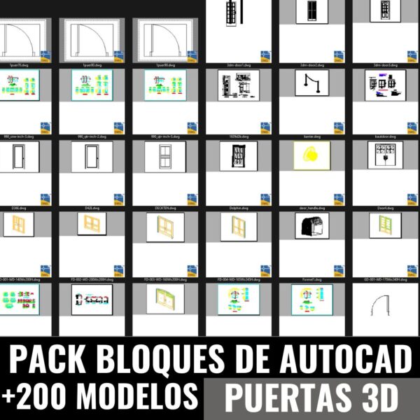 DESCARGA GRATIS PACK PUERTAS +200 BLOQUES EN AUTOCAD 2D Y 3D