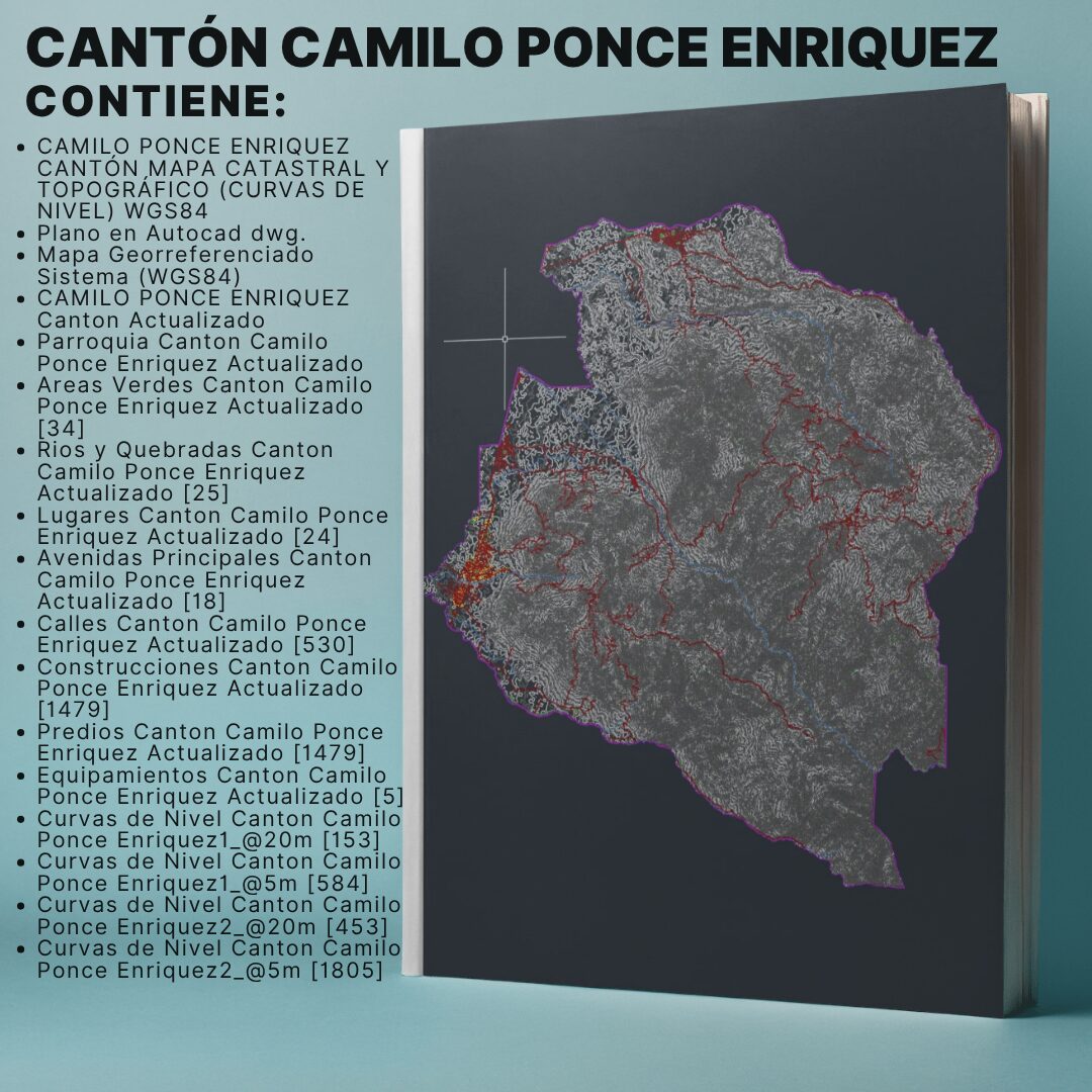 CANTON CAMILO PONCE ENRIQUEZ MAPA PREDIAL Y TOPOGRÁFICO (CURVAS DE NIVEL) WGS84