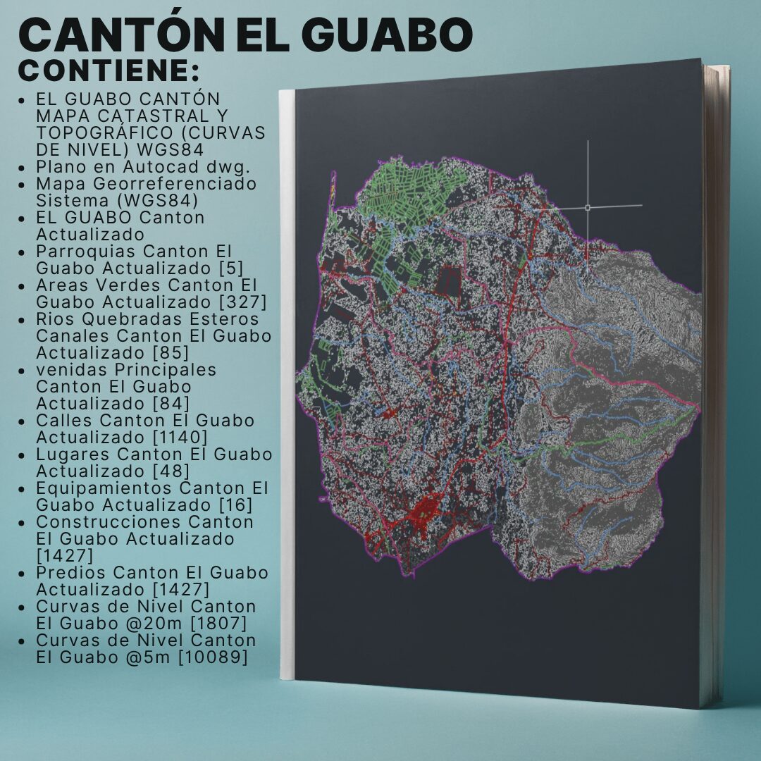 EL GUABO CANTÓN MAPA CATASTRAL Y TOPOGRÁFICO (CURVAS DE NIVEL) WGS84 - Imagen 2