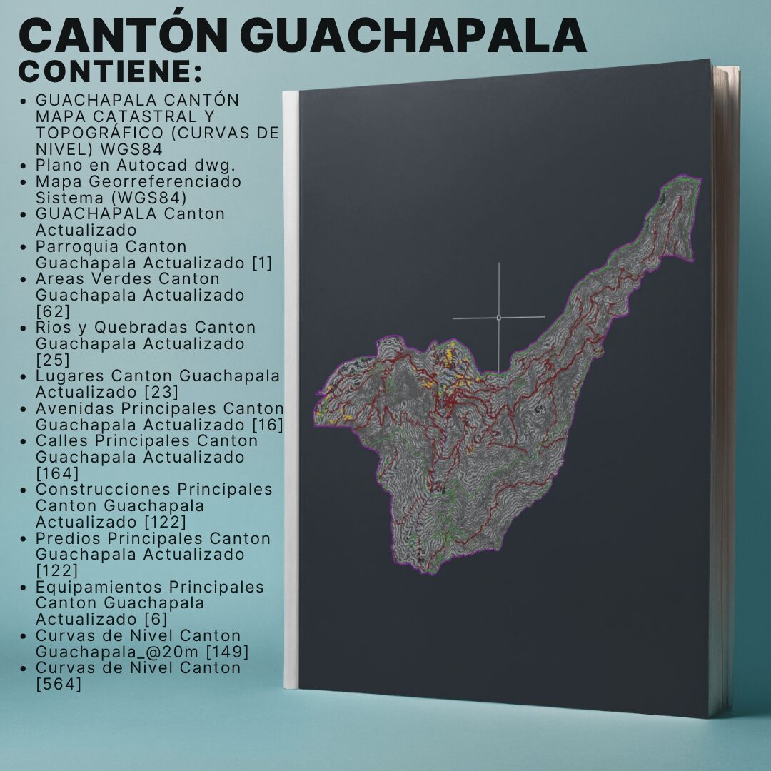 GUACHAPALA CANTÓN MAPA CATASTRAL Y TOPOGRÁFICO (CURVAS DE NIVEL) WGS84 - Imagen 2