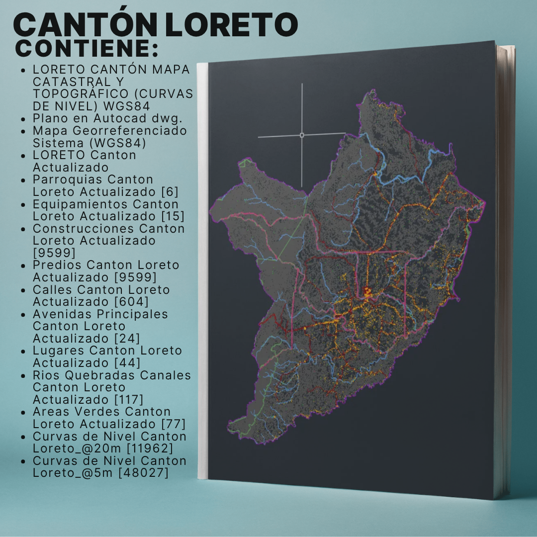 CANTON LORETO MAPA PREDIAL Y TOPOGRÁFICO (CURVAS DE NIVEL) WGS84