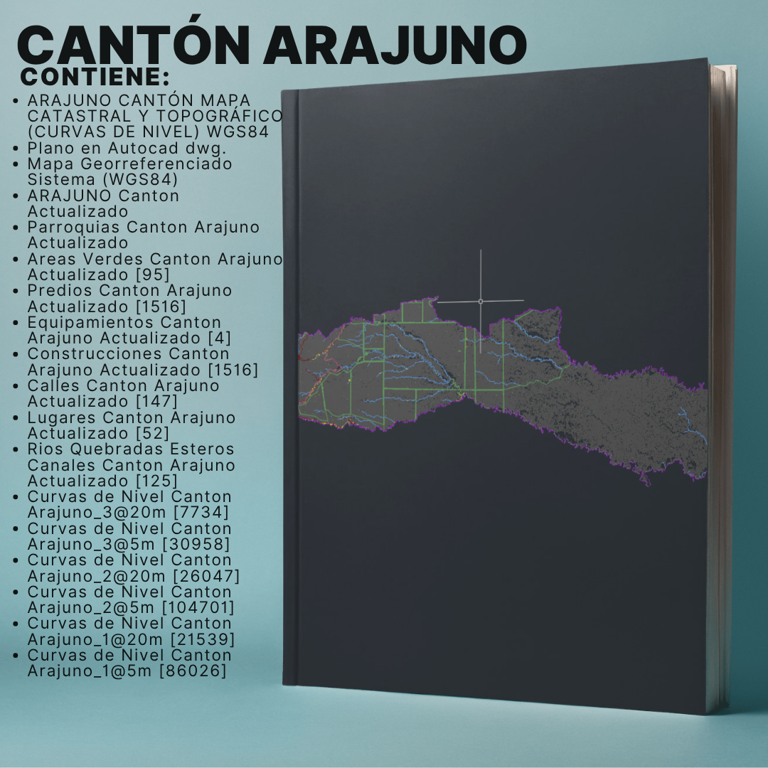 CANTON ARAJUNO MAPA PREDIAL Y TOPOGRÁFICO (CURVAS DE NIVEL) WGS84