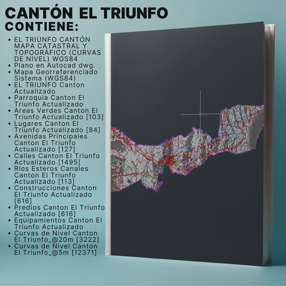 EL TRIUNFO CANTON MAPA CATASTRAL Y TOPOGRÁFICO (CURVAS DE NIVEL) WGS84 - Imagen 2