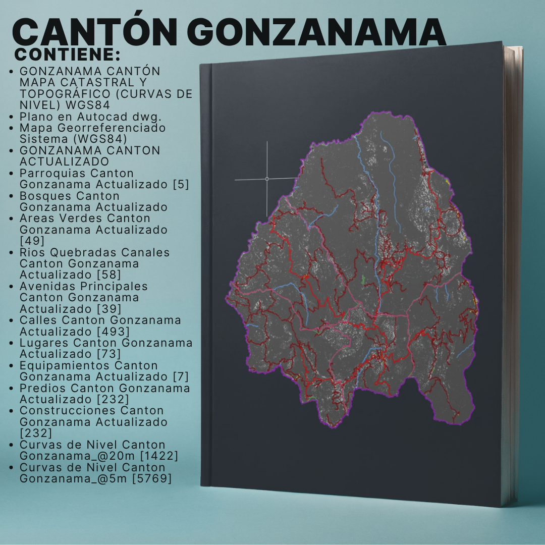 GONZANAMÁ CANTON MAPA CATASTRAL Y TOPOGRÁFICO (CURVAS DE NIVEL) WGS84 - Imagen 2