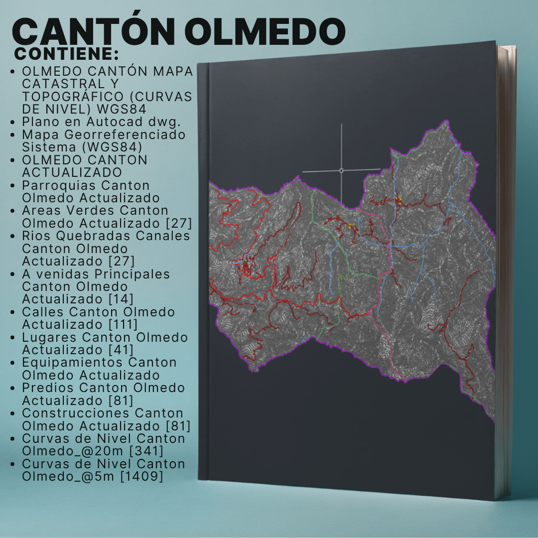 OLMEDO CANTON MAPA CATASTRAL Y TOPOGRÁFICO (CURVAS DE NIVEL) WGS84 - Imagen 2