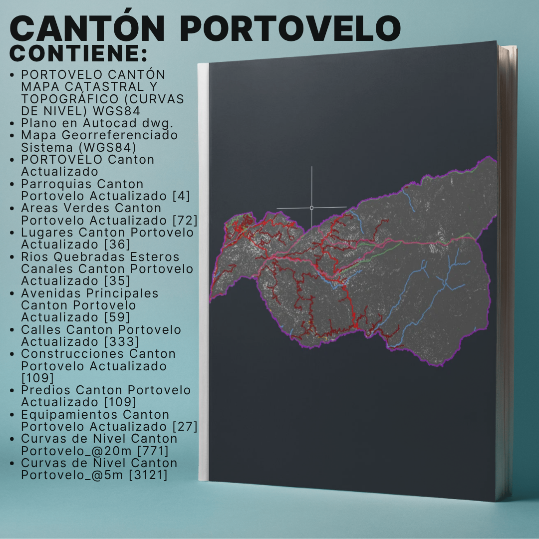 PORTOVELO CANTON MAPA CATASTRAL Y TOPOGRÁFICO (CURVAS DE NIVEL) WGS84 - Imagen 2