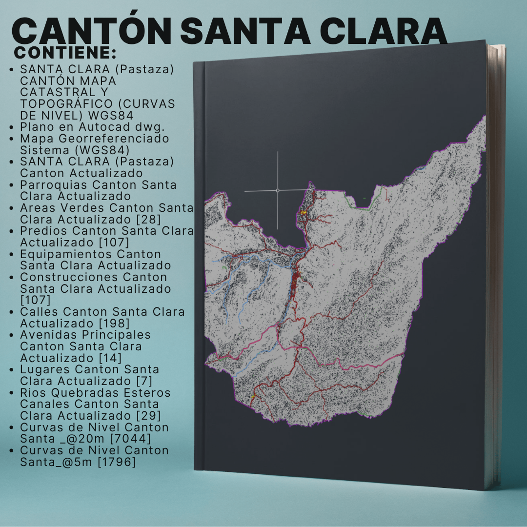 CANTON SANTA CLARA MAPA PREDIAL Y TOPOGRÁFICO (CURVAS DE NIVEL) WGS84