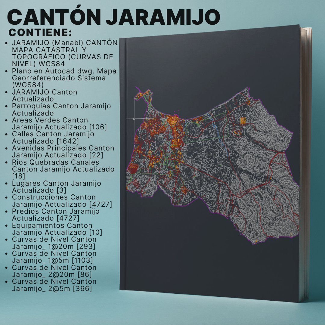 JARAMIJO CANTON MAPA CATASTRAL Y TOPOGRÁFICO (CURVAS DE NIVEL) WGS84 - Imagen 2