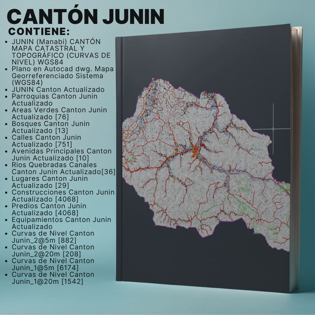 JUNIN CANTON MAPA CATASTRAL Y TOPOGRÁFICO (CURVAS DE NIVEL) WGS84 - Imagen 2